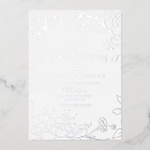 Silver Foil 25th Wedding Jubileum Folie Uitnodiging