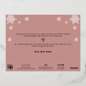 Silver Foil Accents Snowflakes Roze Vakantie Kaart (Achterkant)