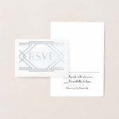Silver Foil Art Deco Wedding RSVP Kaart (Display)