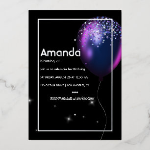 Silver Foil Ballon Birthday Invitation Folie Uitno Folie Uitnodiging