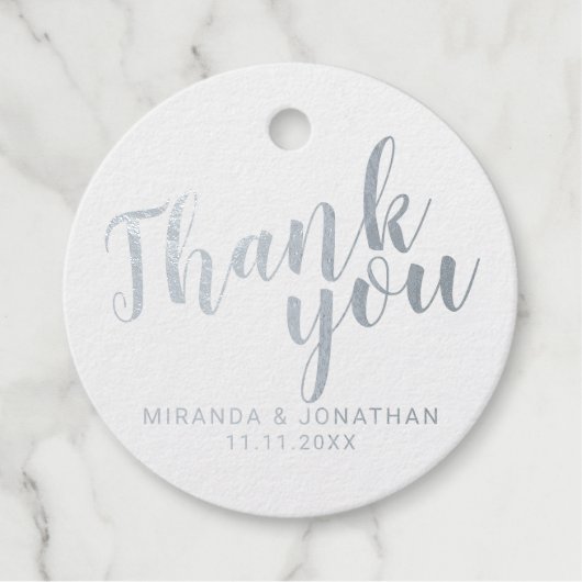 Silver Foil 'Bedankt' Elegant Wedding Bedankjes Labels (Voorkant)