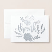 Silver Foil bloementypografie Hartelijk dank Folie Kaarten (Voorkant met envelop)