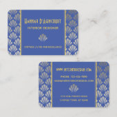 Silver Foil & Blue Art Deco Fans Pattern Chic Visitekaartje (Voorkant / Achterkant)