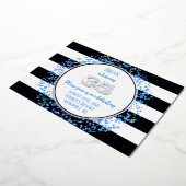 Silver Foil Blue Dot 35th Birthday Invitation Foli Folie Uitnodiging (Gedraaid)