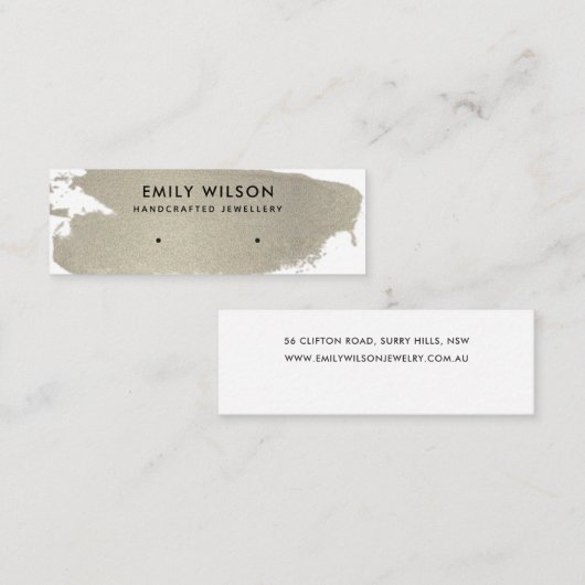 SILVER FOIL BRUSH STROKE STUD EARRING DISPLAY MINI VISITEKAARTJE (Voorkant / Achterkant)