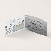Silver Foil Brushstroke Makeup Artist Loyalty Visitekaartjes (Binnen)