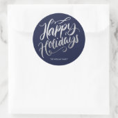 Silver Foil Calligraphic Happy Holidays Custom Ronde Sticker (Tas)