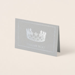Silver Foil Crown Mini Note Card Folie Kaarten