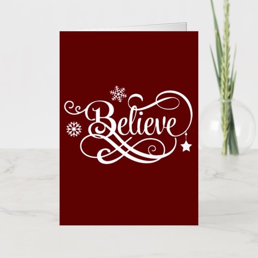 Silver Foil Croyez Red Christmas Carte (Recto)