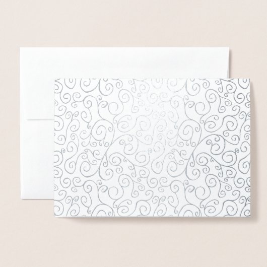 Silver Foil Curvy Pattern op White Folie Kaarten (Voorkant met envelop)