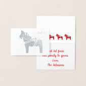 Silver Foil Dala Horse God Jul Wenskaart Folie Kaarten (Display)