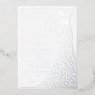 Silver Foil Dress & Border Vrijgezellenfeest Folie Uitnodiging