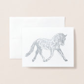 Silver Foil Dressage Horse Folie Kaarten (Voorkant met envelop)