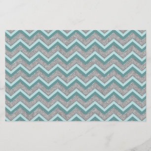 Silver Foil en Blauwgroen ZigZag Briefpapier