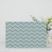 Silver Foil en Blauwgroen ZigZag Briefpapier (Staand voorkant)