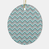 Silver Foil en Blauwgroen ZigZag Keramisch Ornament (Links)