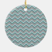 Silver Foil en Blauwgroen ZigZag Keramisch Ornament (Achterkant)