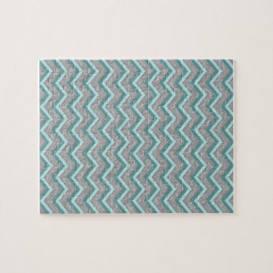 Silver Foil en Blauwgroen ZigZag Legpuzzel