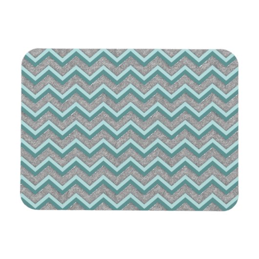 Silver Foil en Blauwgroen ZigZag Magneet (Horizontaal)