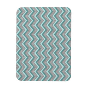 Silver Foil en Blauwgroen ZigZag Magneet