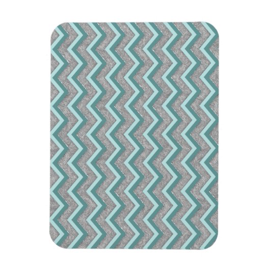 Silver Foil en Blauwgroen ZigZag Magneet (Verticaal)