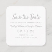 Silver Foil en Script Save the Date Kaart Vierkante Visitekaartje (Voorkant)