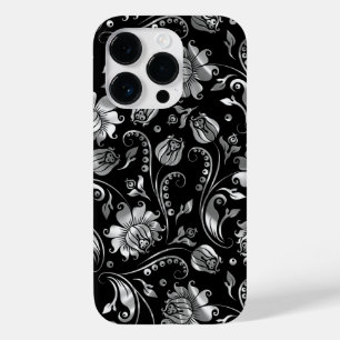 Silver Foil Floral DamasPattern Case-Mate iPhone 14 Pro Hoesje