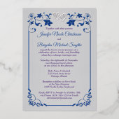 Silver Foil Floral, Joined Hearts Wedding Folie IV Folie Uitnodiging (Achterkant)