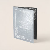 Silver Foil Floral Photo Grey Faire-part de mariag (Devant)