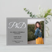 Silver Foil Foto PhD Afstuderen Hartelijk dank Folie Uitnodiging (Staand Voorkant)