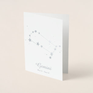 Silver Foil GEMINI Zodiac Sign Constellation Folie Kaarten