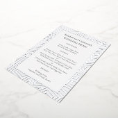 Silver Foil Geometric Border Wedding Menu Sjabloon (Gedraaid)