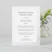 Silver Foil Geometric Border Wedding Menu Sjabloon (Staand Voorkant)