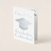 Silver Foil Graduation Party Invitation Folie Kaarten (Voorkant)