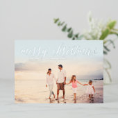 Silver Foil Joyeux Carte photo de Noël | Bleu glac (Debout devant)