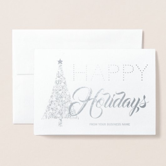Silver Foil kerstboom Corporate Holiday Folie Kaarten (Voorkant met envelop)