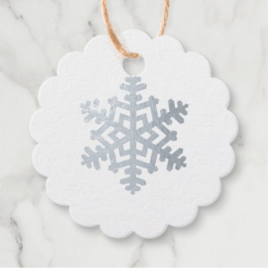 Silver Foil Kerstmis Snowflake Bedankjes Labels (Voorkant)