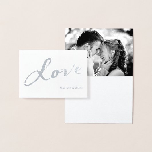 Silver Foil Love Photo Carte de remerciements sur  (Affichage)