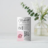 Silver foil make-up logo Qr code 2 foto's Visitekaartje (Staand voorkant)