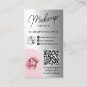 Silver foil make-up logo Qr code 2 foto's Visitekaartje (Voorkant)