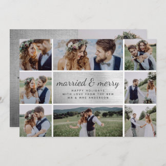 Silver Foil marié & Joyeux Faire-part Mariage