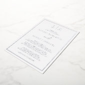 Silver Foil Monogram Border Minimalist Weddenschap Folie Uitnodiging (Gedraaid)