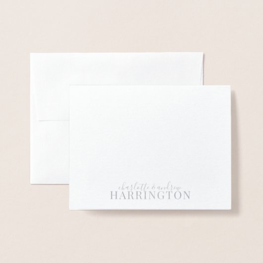 Silver Foil Monogram Coupnaam Folie Kaarten (Voorkant met envelop)