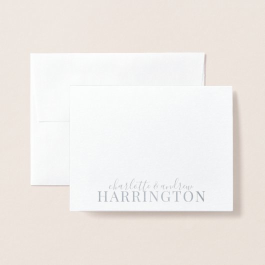 Silver Foil Monogram Coupnaam Folie Kaarten (Voorkant met envelop)