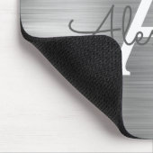 Silver Foil Monogram Naam Mousepad Muismat (Hoek)