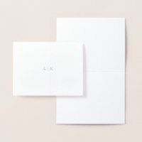 Silver Foil Monogram Note Kaart | Weddenschap Hart