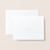 Silver Foil Monogram Note Kaart | Weddenschap Hart (Voorkant met envelop)
