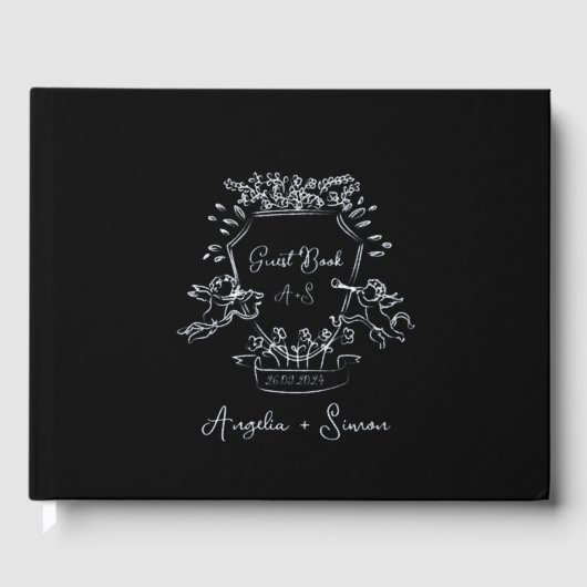 Silver Foil Monogramme Mariage noir Livre d'or (Recto)