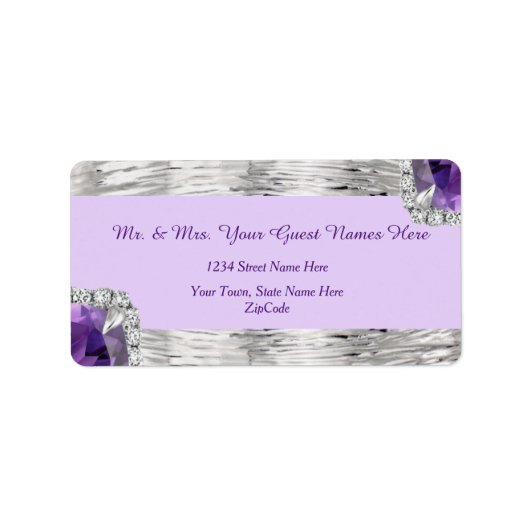 Silver Foil Paars Amethyst Adres Etiket (Voorkant)