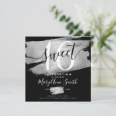 Silver Foil Paint Sweet 16th Birthday Black Kaart (Staand voorkant)